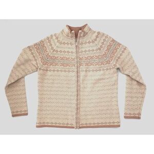 Covington Unique Pink Beaded Pattern Front Zipper Womens Cardigan Size L (14-16)